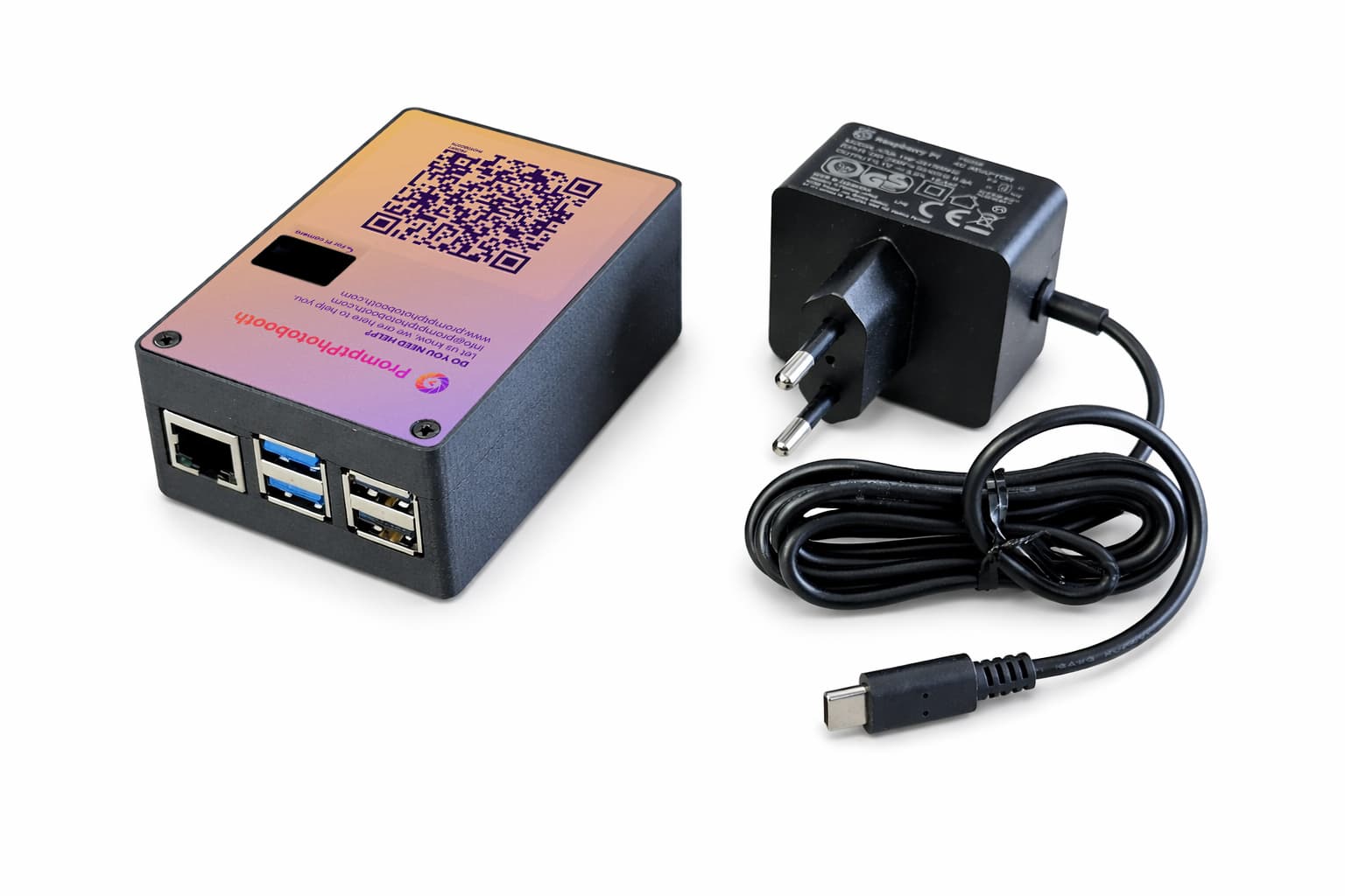 Raspberry Pi 5 controller with PromptPhotobooth and power supply